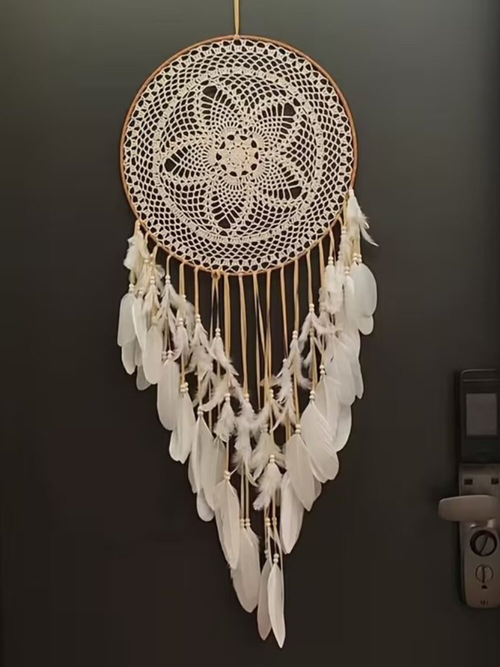 Stunning Large Crotchet Dream Catcher with feathers 39"LONG Disc Shipping - Picture 4 of 5